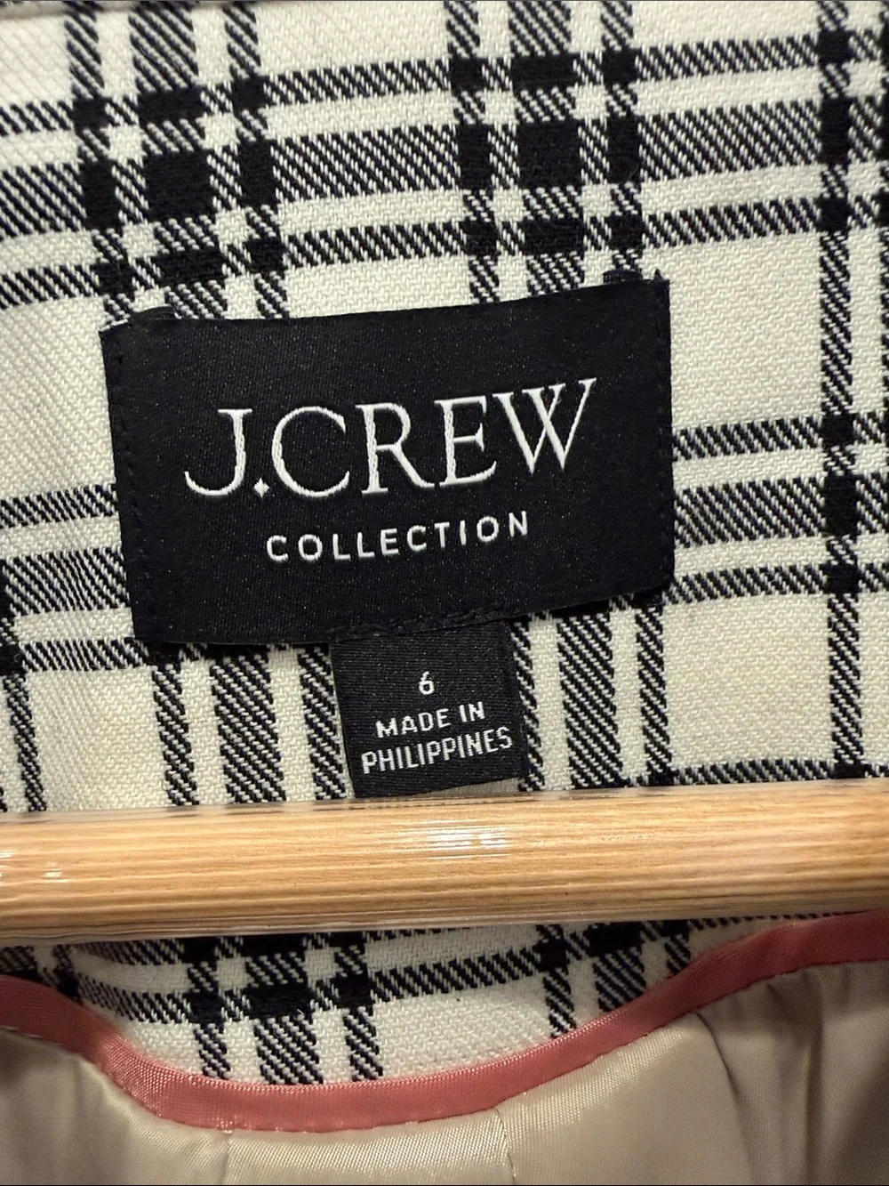J. Crew Collection Black & White Plaid Tailored Blazer